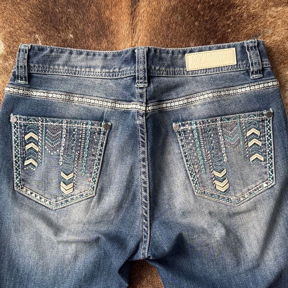 Rock & Roll Cowgirl Blue Boot Cut Jeans 29 x 36 - Picture 4 of 6